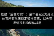 搭建“后备方案”：金年会app为给点体育所有队伍拟定替补策略，以免突发情况影响整体战局