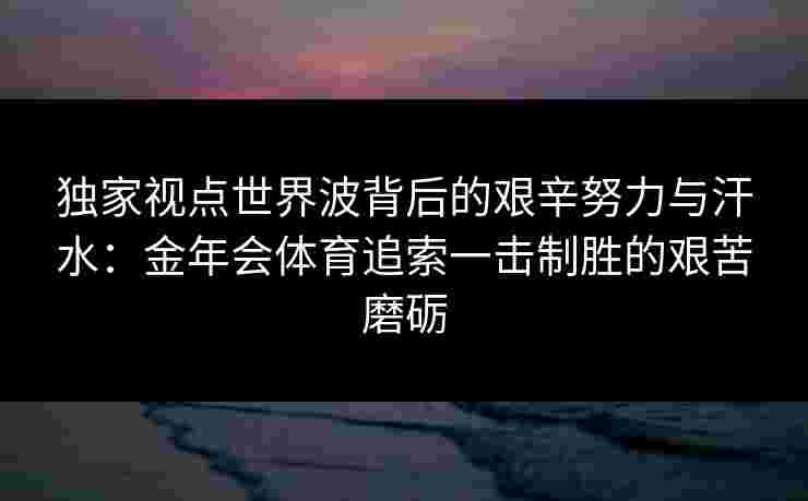 独家视点世界波背后的艰辛努力与汗水：金年会体育追索一击制胜的艰苦磨砺
