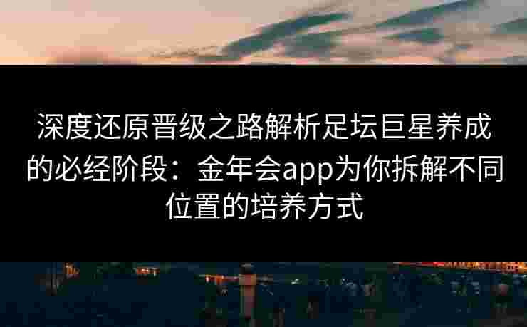 深度还原晋级之路解析足坛巨星养成的必经阶段：金年会app为你拆解不同位置的培养方式