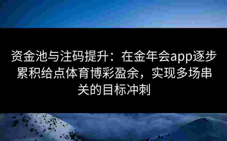 资金池与注码提升：在金年会app逐步累积给点体育博彩盈余，实现多场串关的目标冲刺